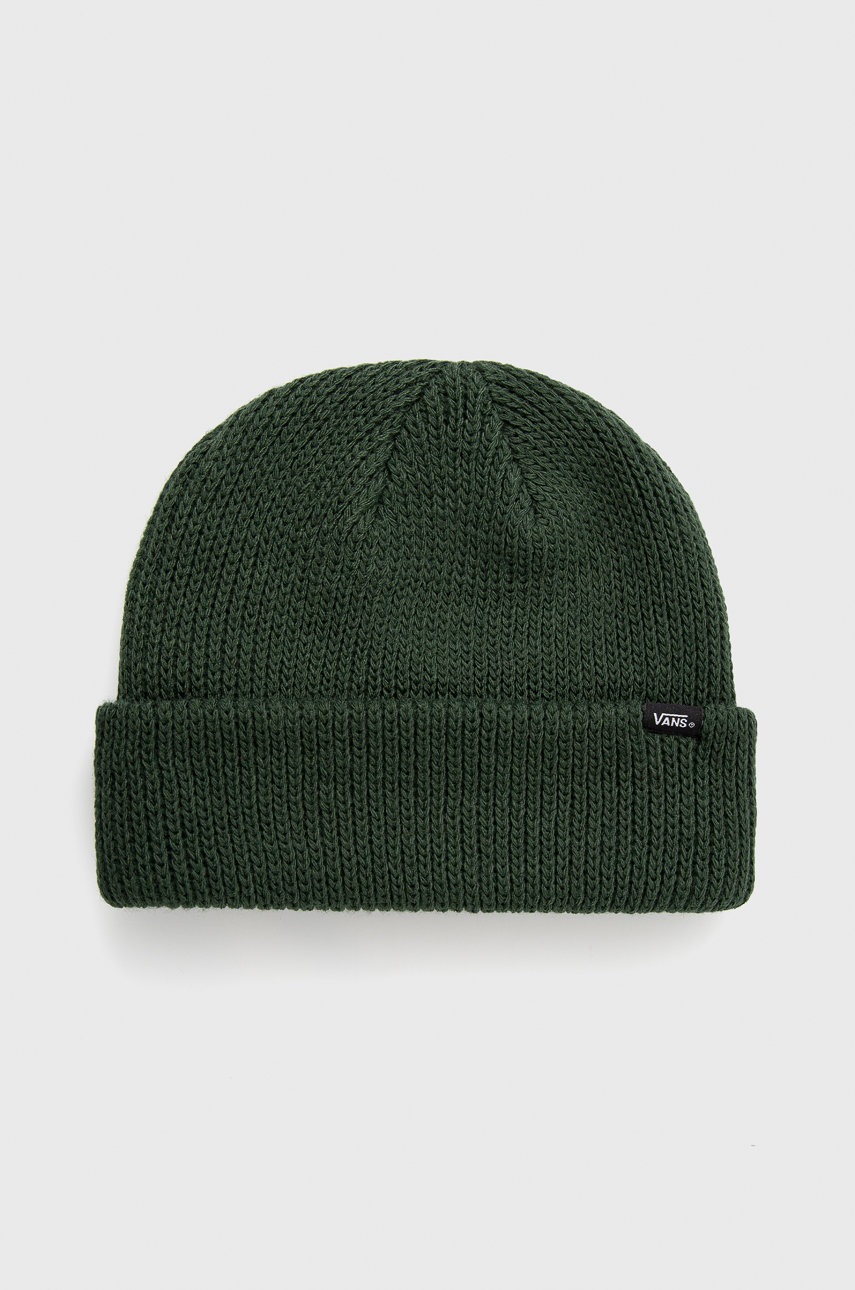 

Детска шапка Vans в зелено от плътен трикотаж, Зелен