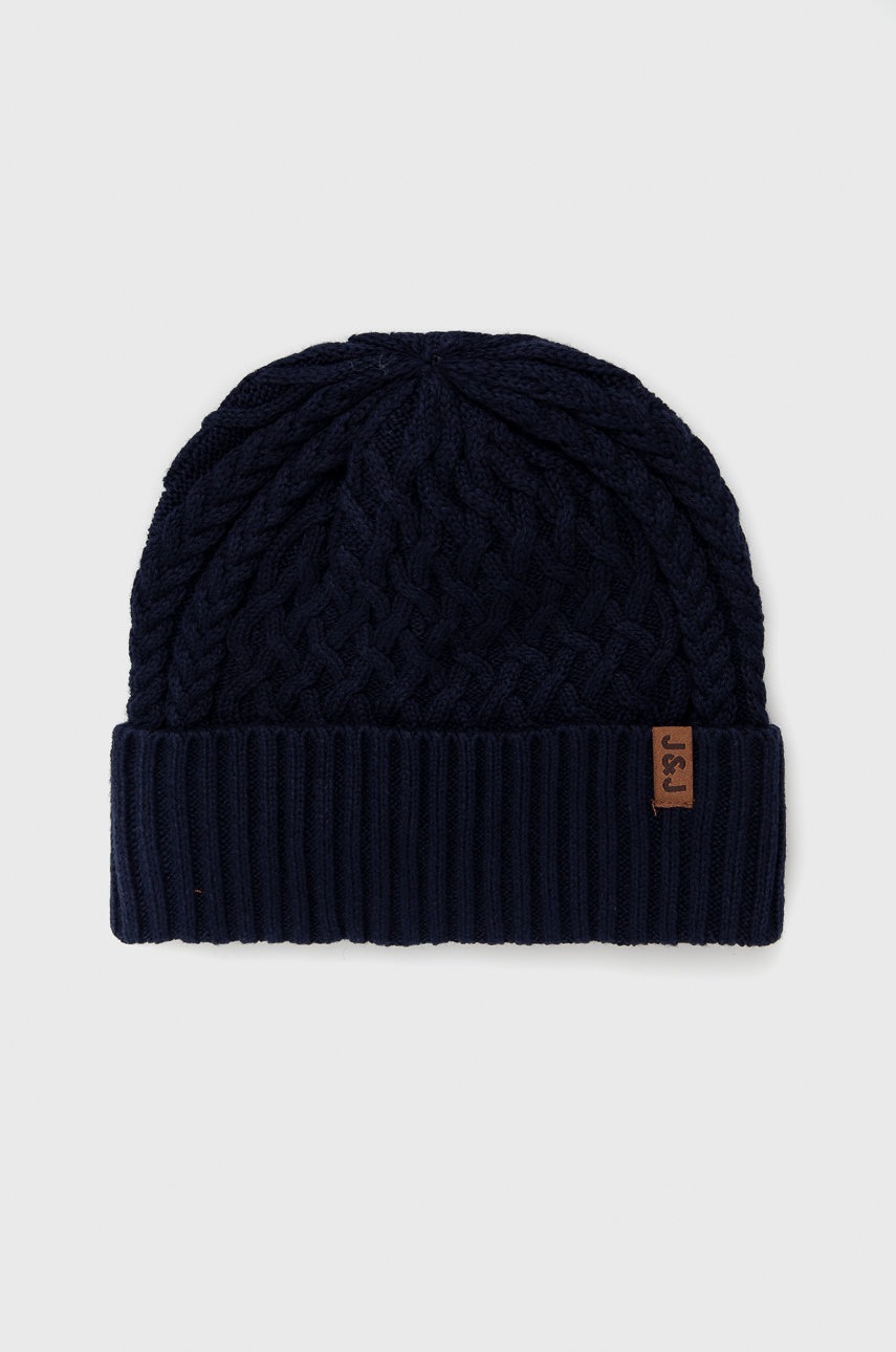 

Шапка Jack & Jones в тъмносиньо с фина плетка от памук, Тъмносин