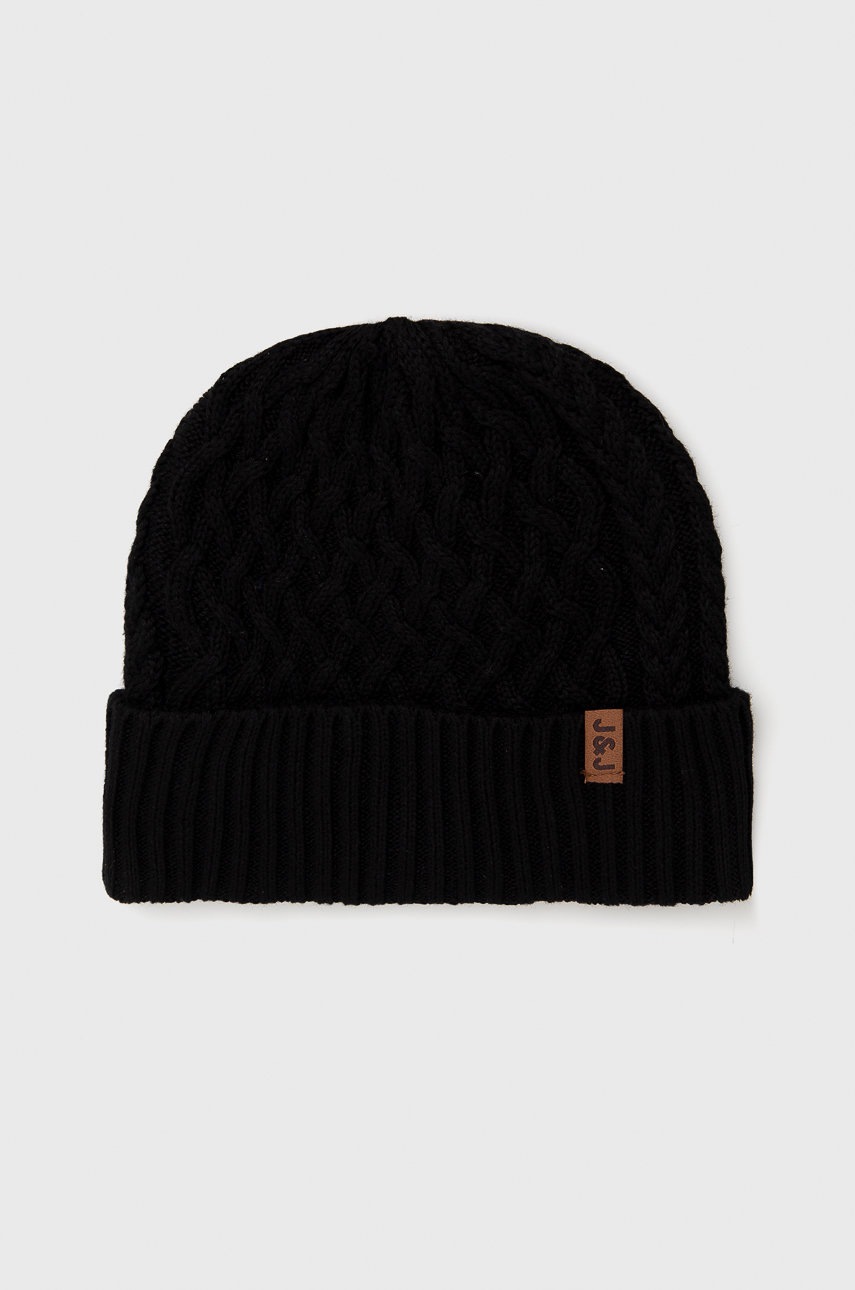 

Шапка Jack & Jones в черно с фина плетка от памук, Черен