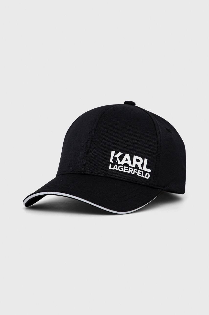 

Шапка Karl Lagerfeld в черно с принт, Черен