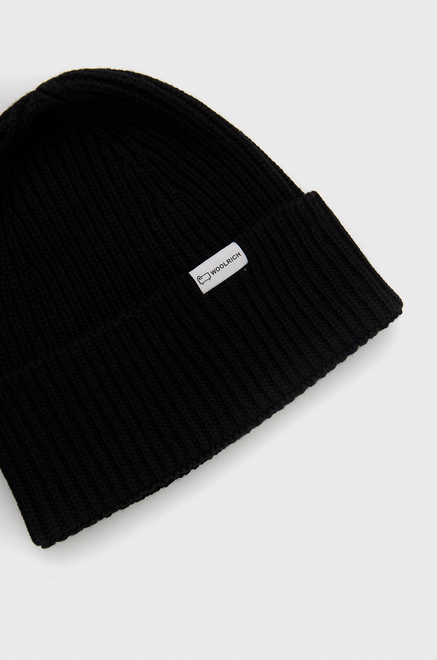 

Шапка Woolrich колір чорний вовна
