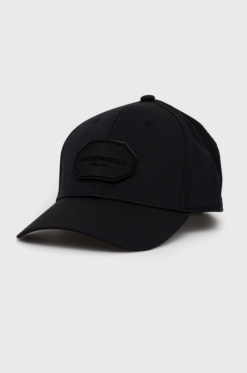 

Шапка Emporio Armani в черно с изчистен дизайн, Черен
