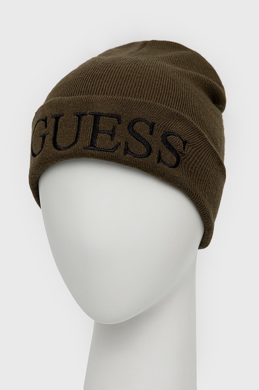 

Шапка Guess колір зелений з тонкого трикотажу