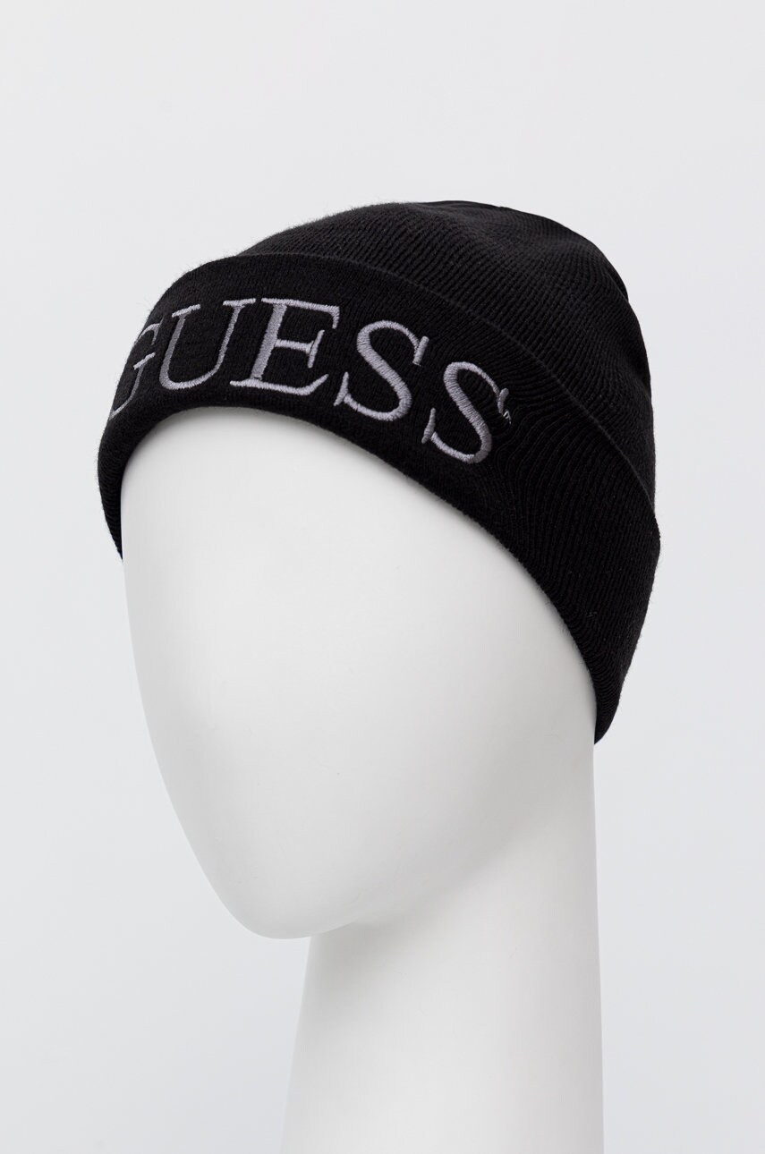 

Шапка Guess цвет чёрный из тонкого трикотажа