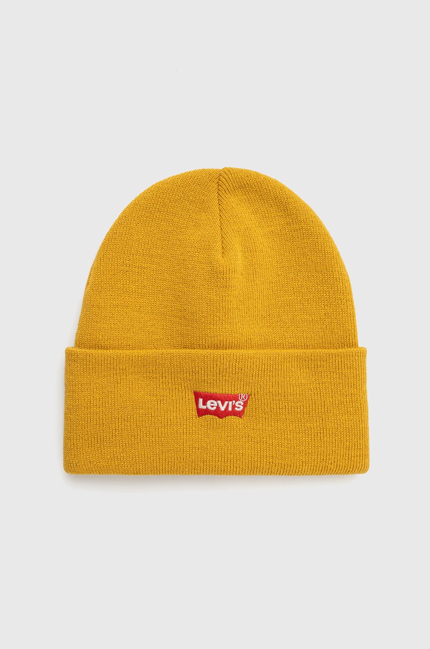 

Шапка Levi's в жълто с фина плетка, Жълт