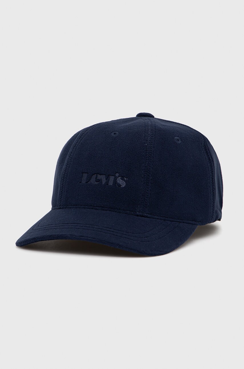 Levi's căciulă culoarea albastru marin, material neted