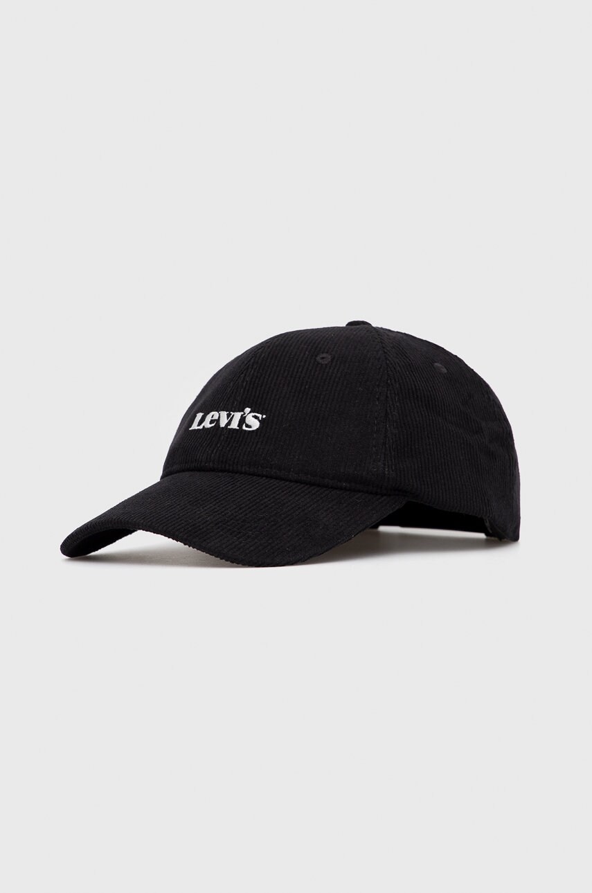 Levi's căciulă din bumbac culoarea negru, material neted