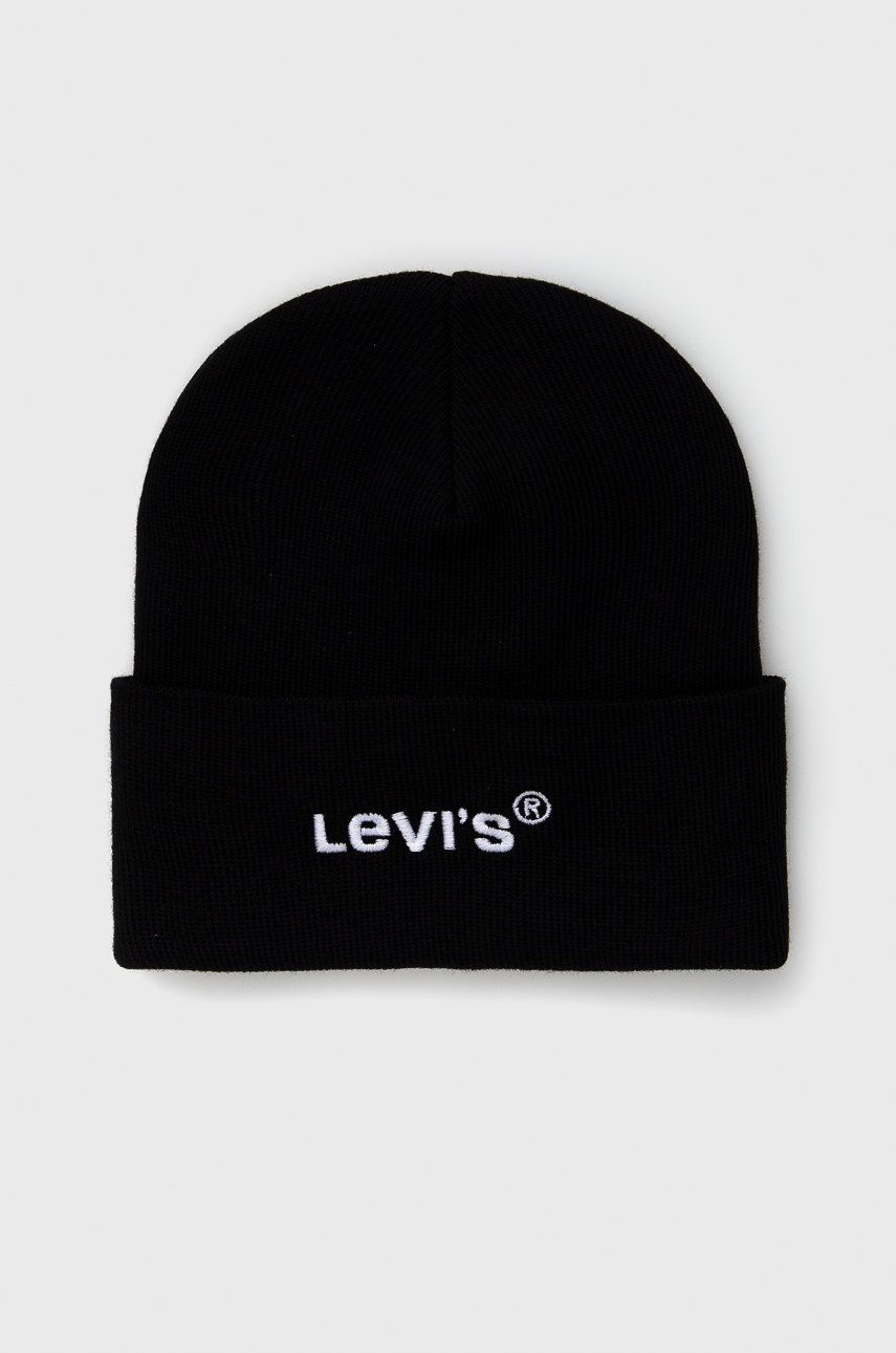 Čepice Levi′s černá barva,, D5548.0006-59 - černá -  100% Recyklovaný polyester