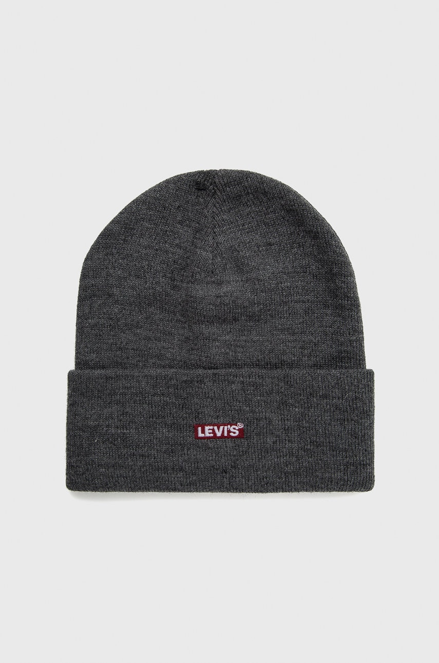 Levi's căciulă culoarea gri, din tesatura neteda