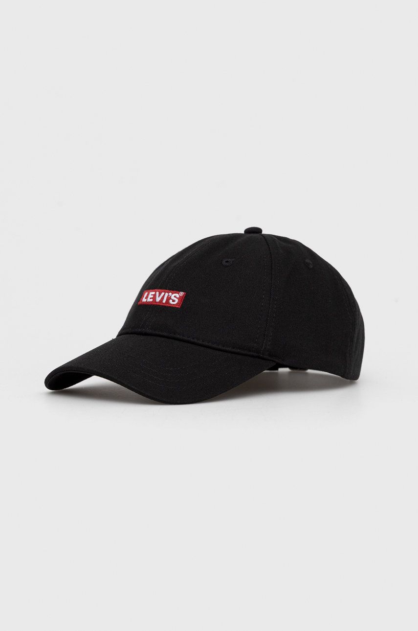 Bavlněná čepice Levi′s černá barva, hladká, D6250.0001-59 - černá -  100% Bavlna