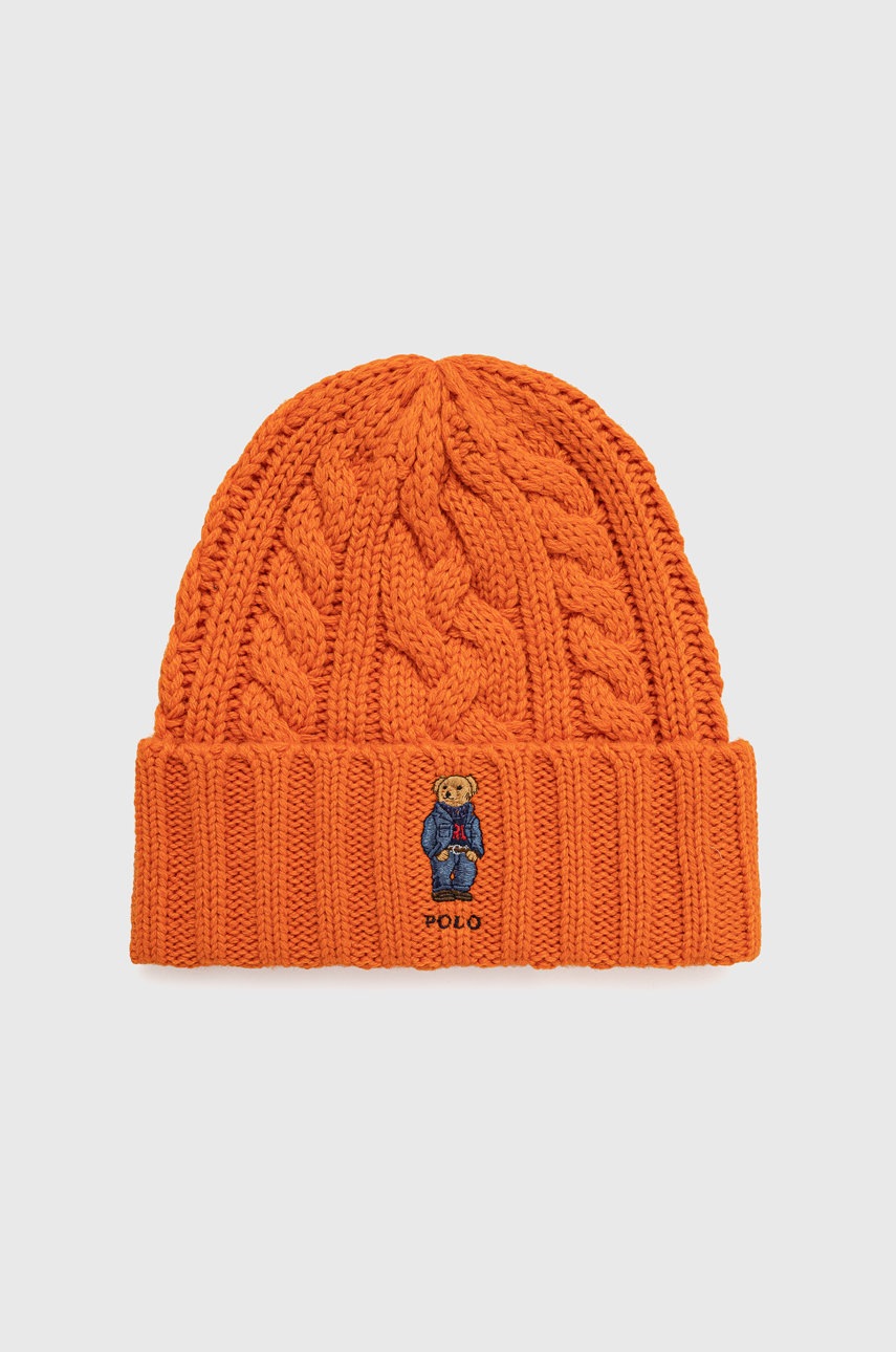 

Шапка с вълна Polo Ralph Lauren в оранжево, Оранжев