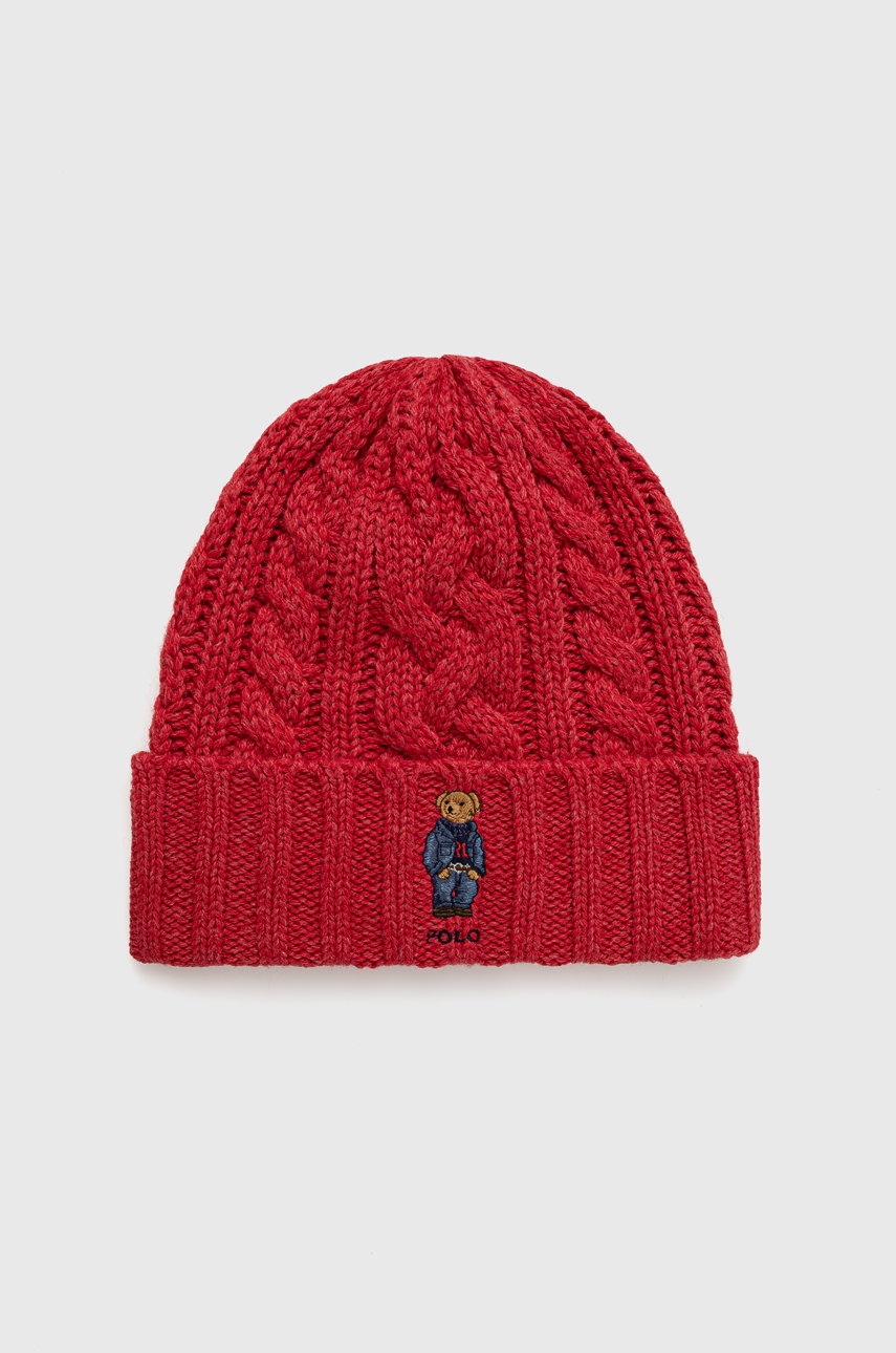 

Шапка с вълна Polo Ralph Lauren в червено, Червен