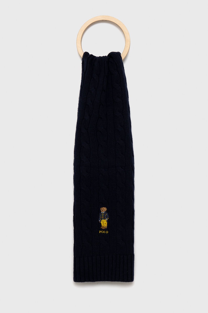

Polo Ralph Lauren - Шапка и шал с вълна, Тъмносин