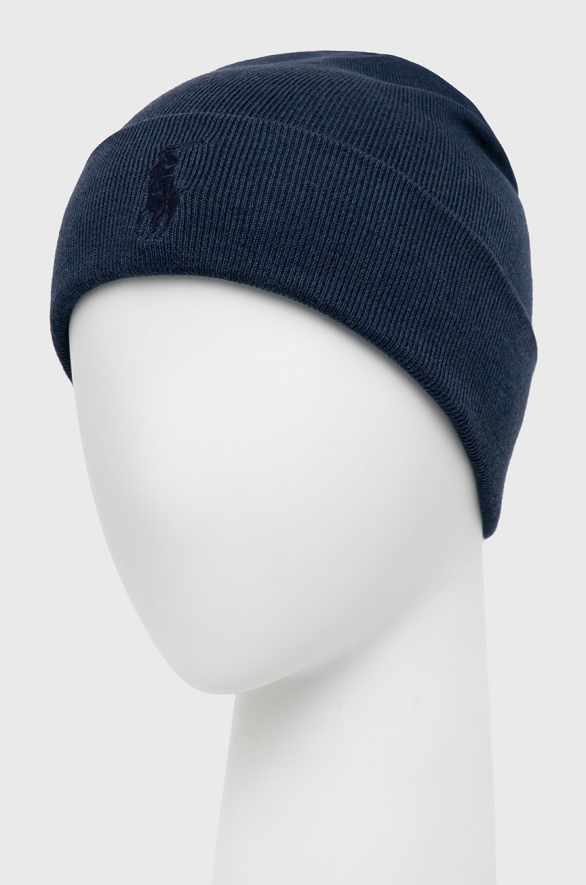 

Хлопковая шапка Polo Ralph Lauren цвет синий из тонкого трикотажа хлопковая