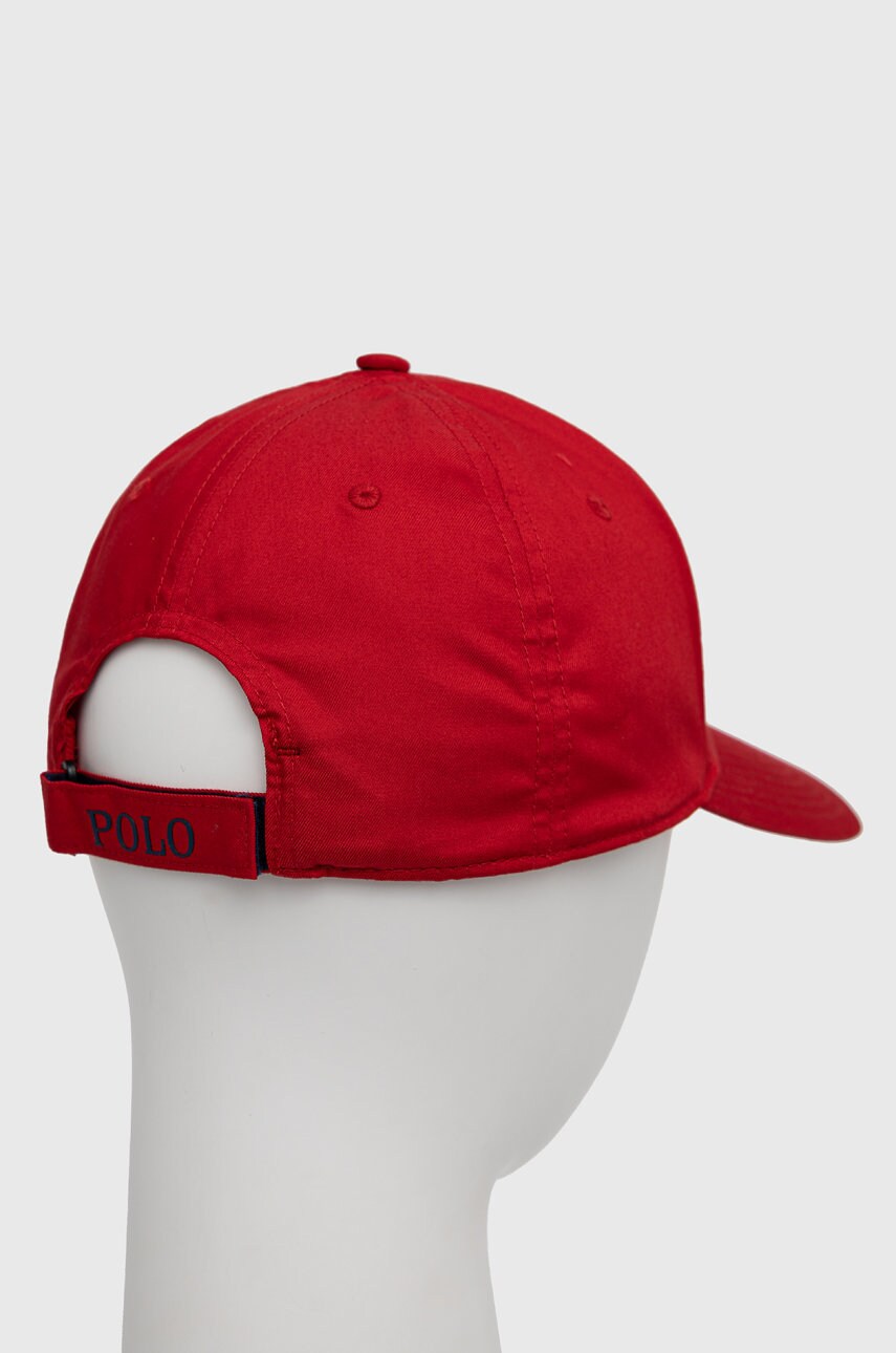

Кепка Polo Ralph Lauren колір червоний гладка