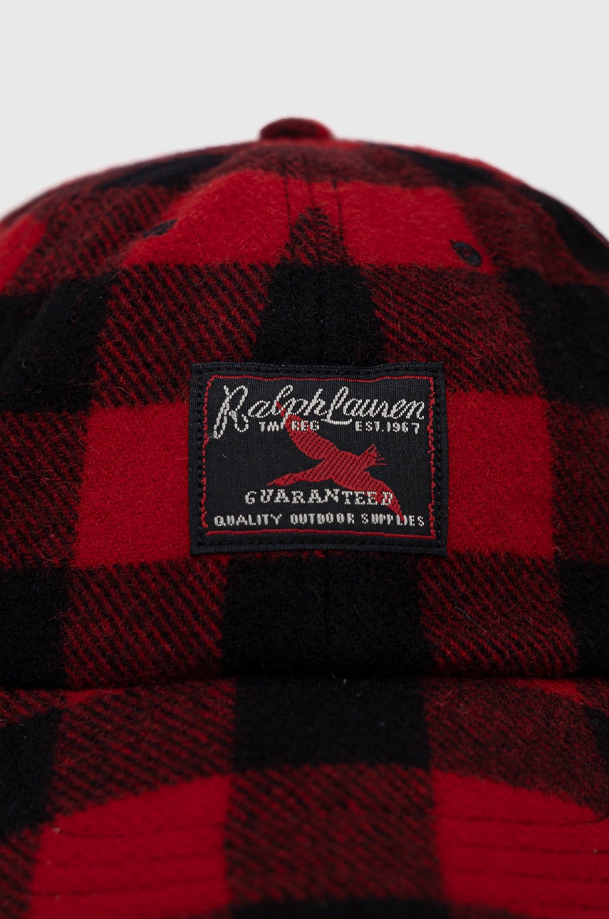 

Шерстяная шапка Polo Ralph Lauren цвет красный с узором