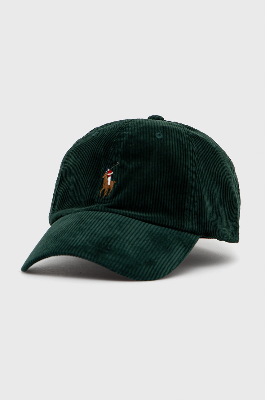 

Джинсова шапка Polo Ralph Lauren в зелено с изчистен дизайн, Зелен