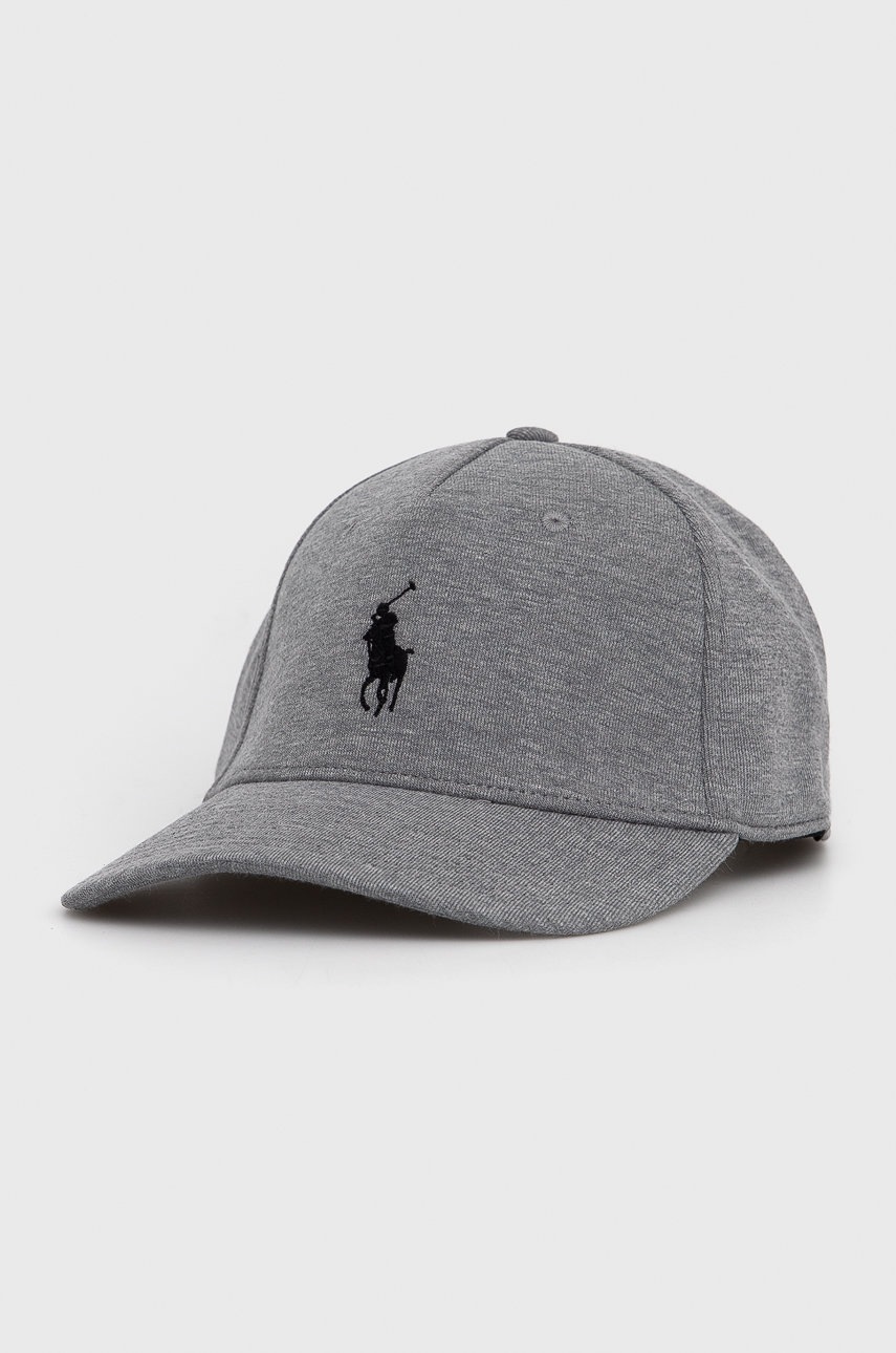 

Шапка Polo Ralph Lauren в сиво с апликация, Сив