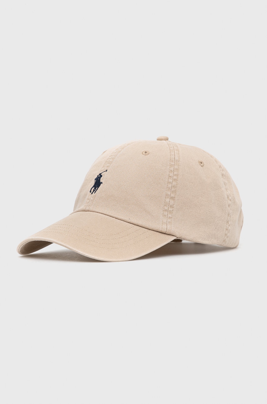 

Шапка Polo Ralph Lauren в бежово с изчистен дизайн, Бежов