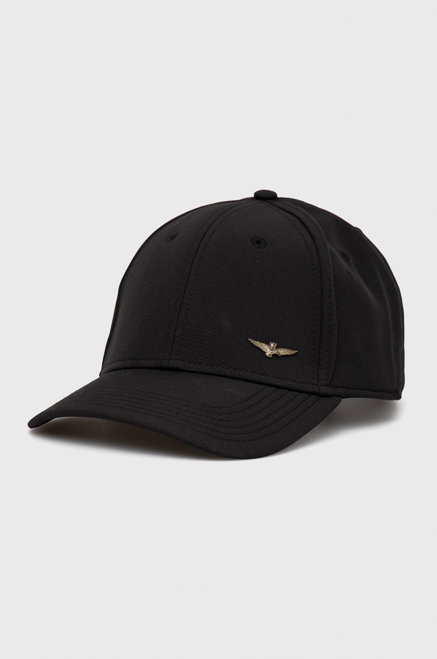 

Шапка Aeronautica Militare в черно с изчистен дизайн, Черен