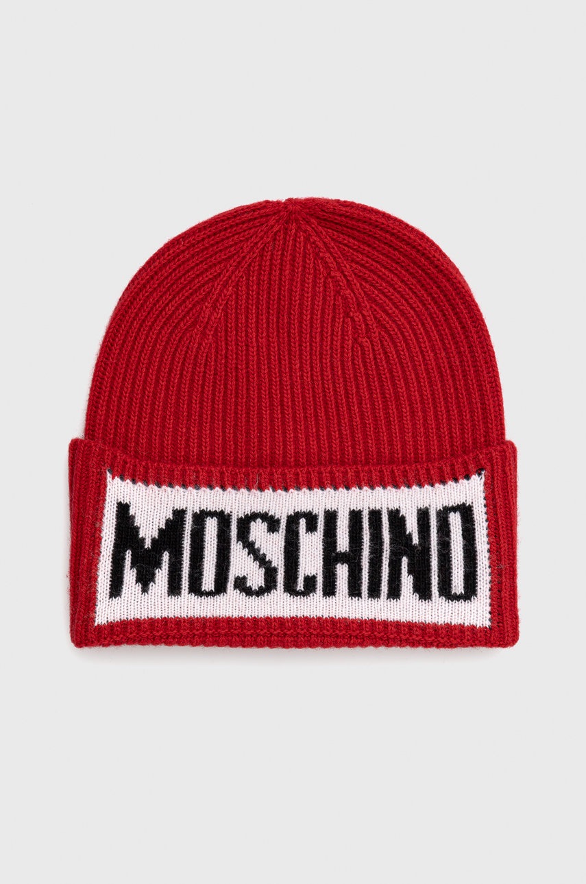cepice-z-vlnene-smesi-moschino-cervena-barva-z-huste-pleteniny