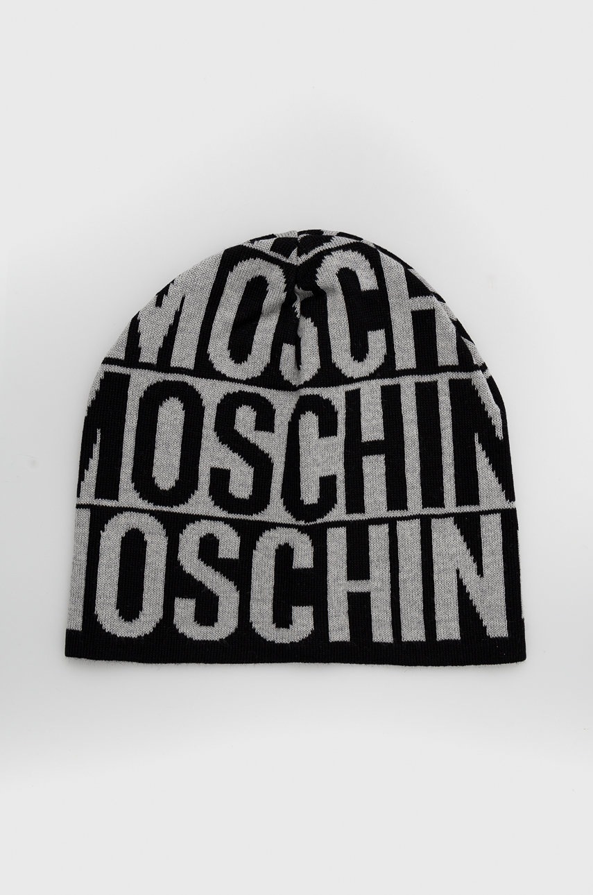 

Вълнена шапка Moschino в сиво от вълна, Сив