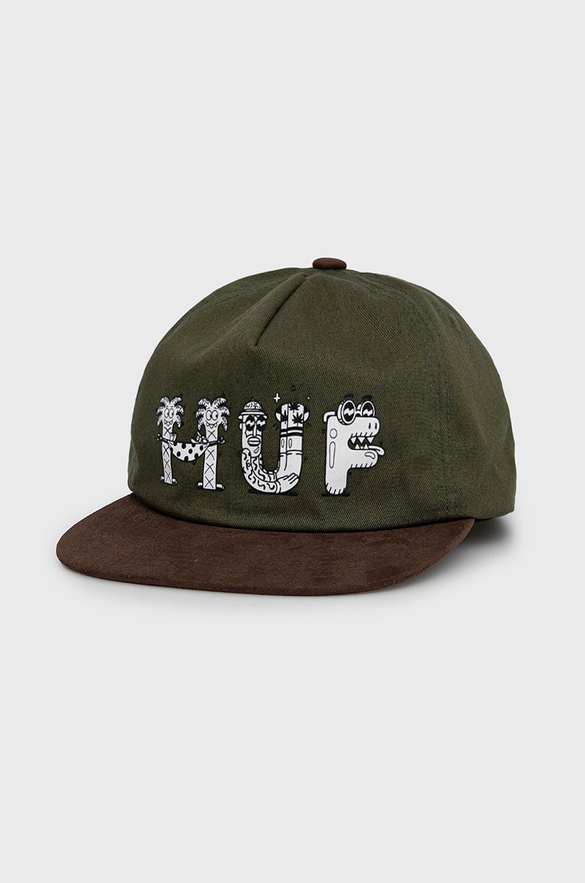 

Шапка HUF в зелено с принт, Зелен