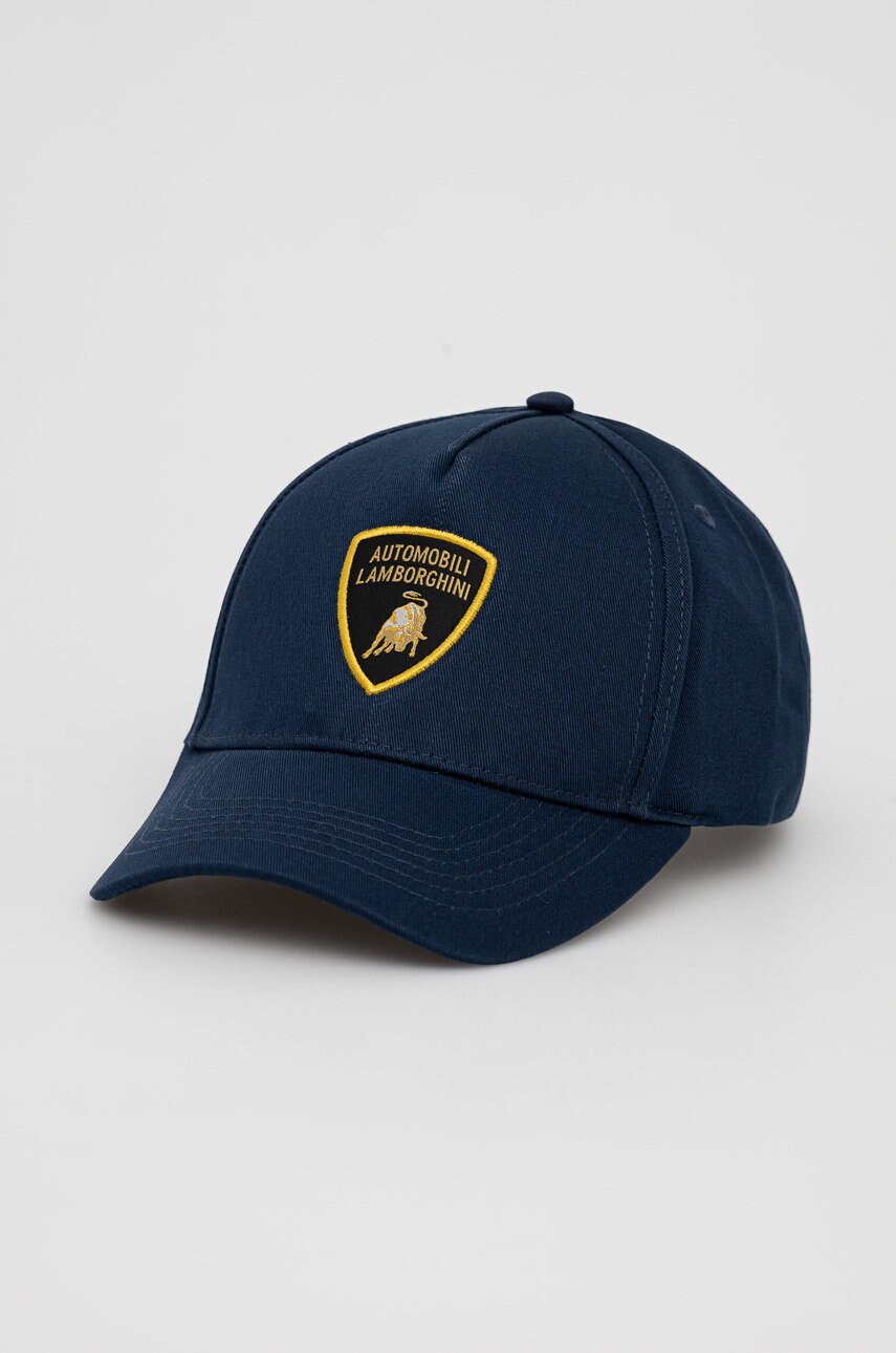 Lamborghini căciulă din bumbac culoarea albastru marin, material neted