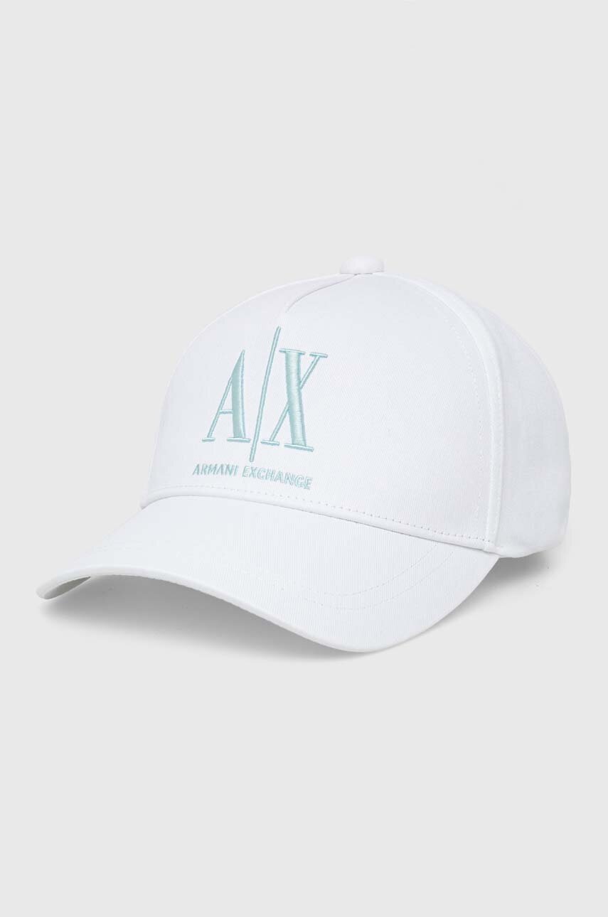 

Шапка Armani Exchange в бяло с апликация, Бял