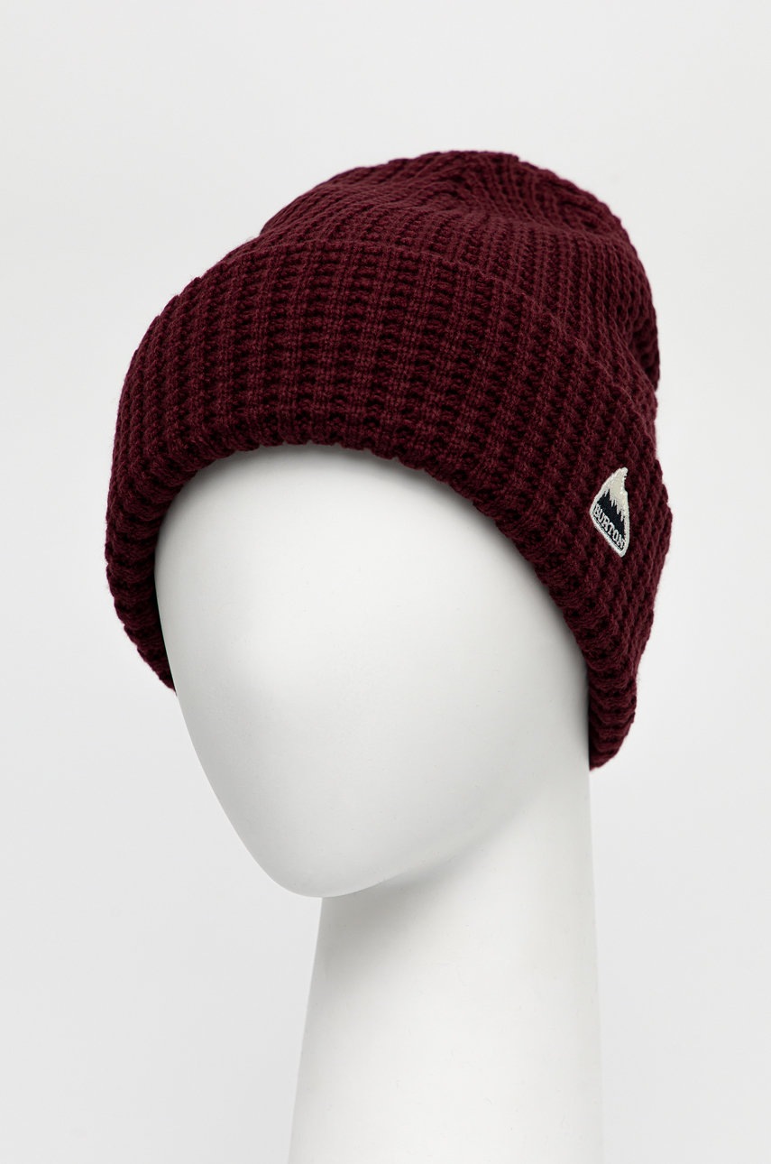 

Шапка Burton цвет бордовый из толстого трикотажа