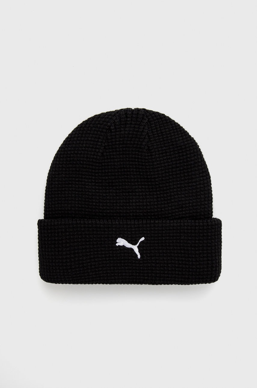 

Шапка Puma в черно с фина плетка, Черен