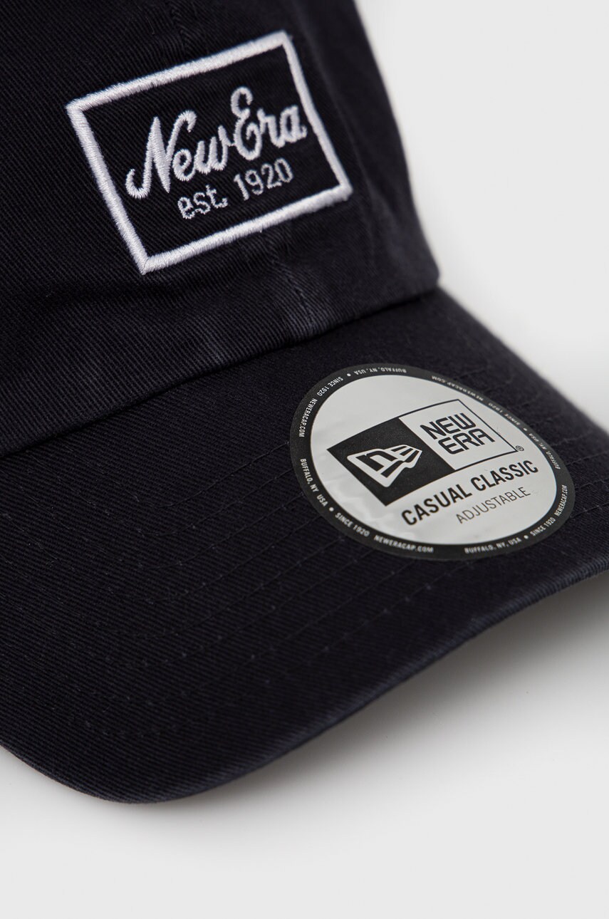 

Хлопковая шапка New Era цвет синий с аппликацией