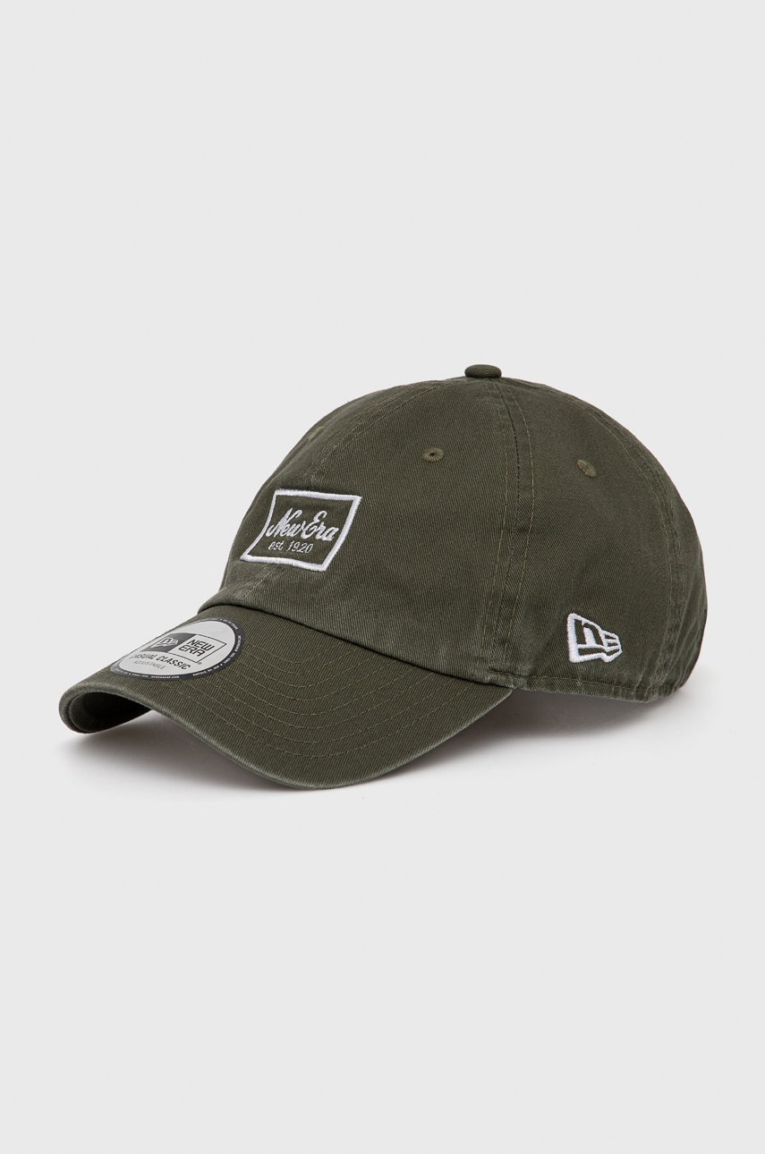 

Памучна шапка New Era в зелено с апликация, Зелен