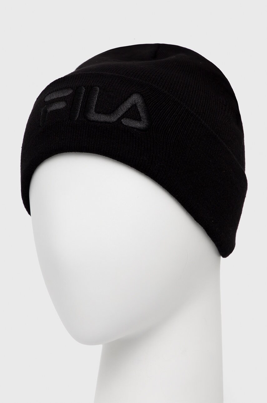

Шапка Fila колір чорний з тонкого трикотажу