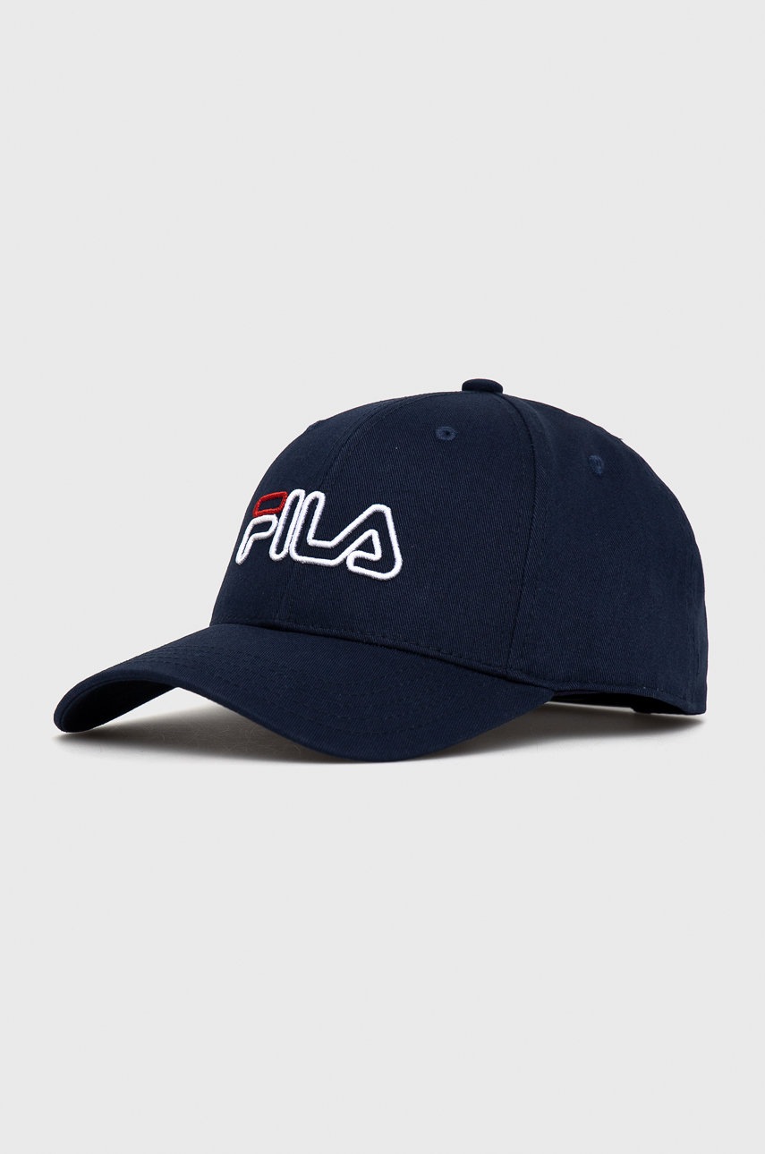 

Памучна шапка Fila в тъмносиньо с изчистен дизайн, Тъмносин