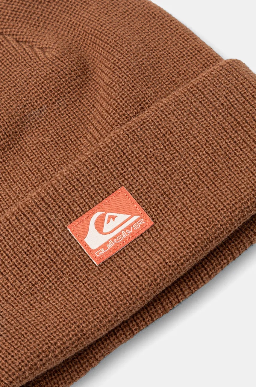 Шапка Quiksilver цвет коричневый из толстого трикотажа Шапка Quiksilver цвет коричневый из толстого трикотажа