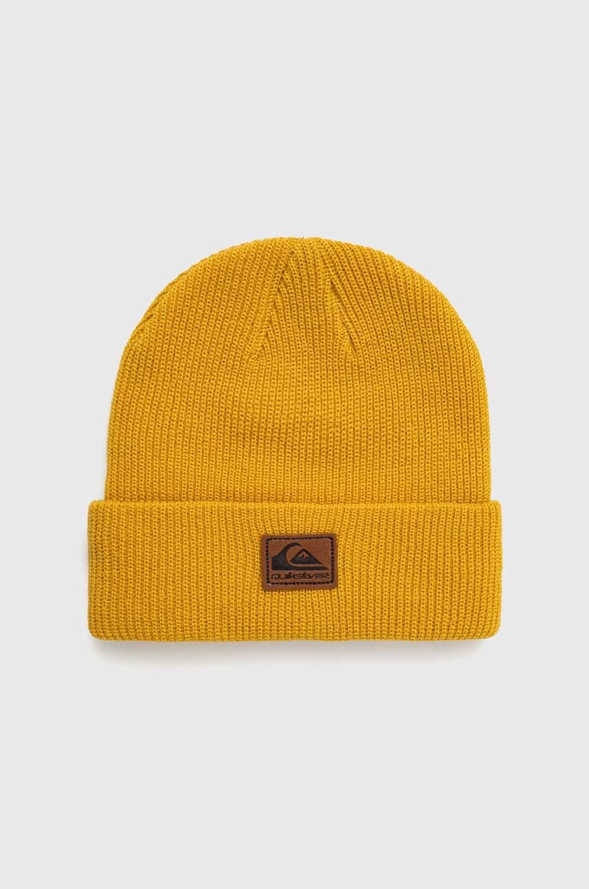 Quiksilver caciula culoarea galben, din tesatura neteda