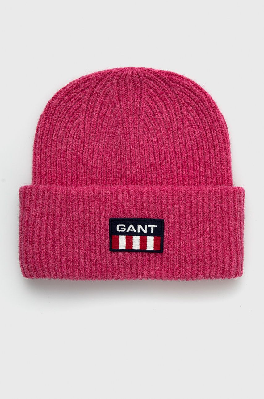 Gant Căciulă de lână culoarea roz, de lână, din tricot gros imagine reduceri black friday 2021 answear.ro