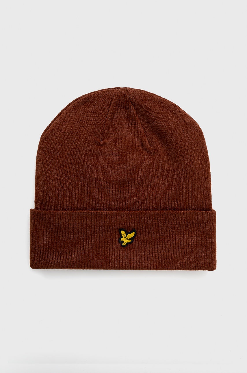 

Шапка Lyle & Scott в кафяво с фина плетка, Кафяв