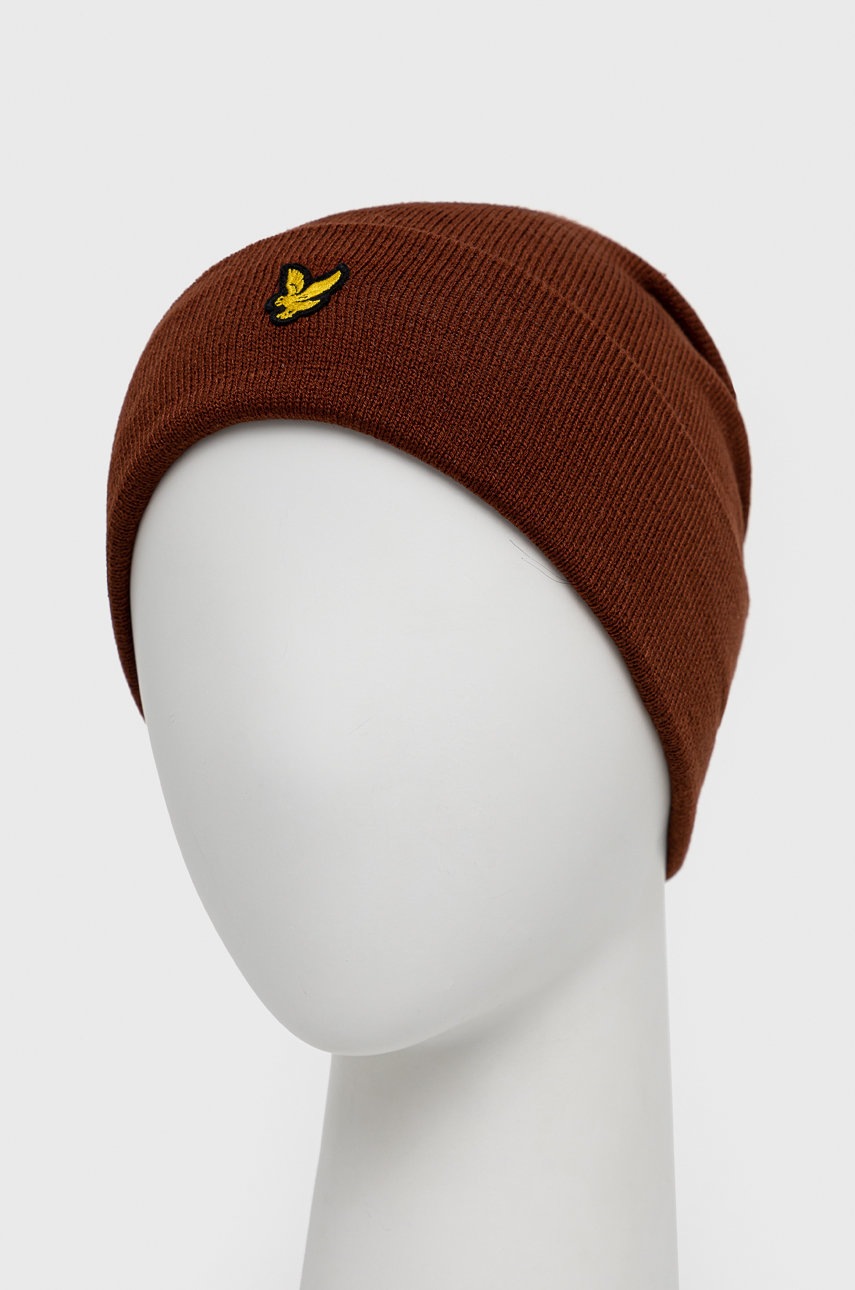 

Шапка Lyle & Scott цвет коричневый из тонкого трикотажа