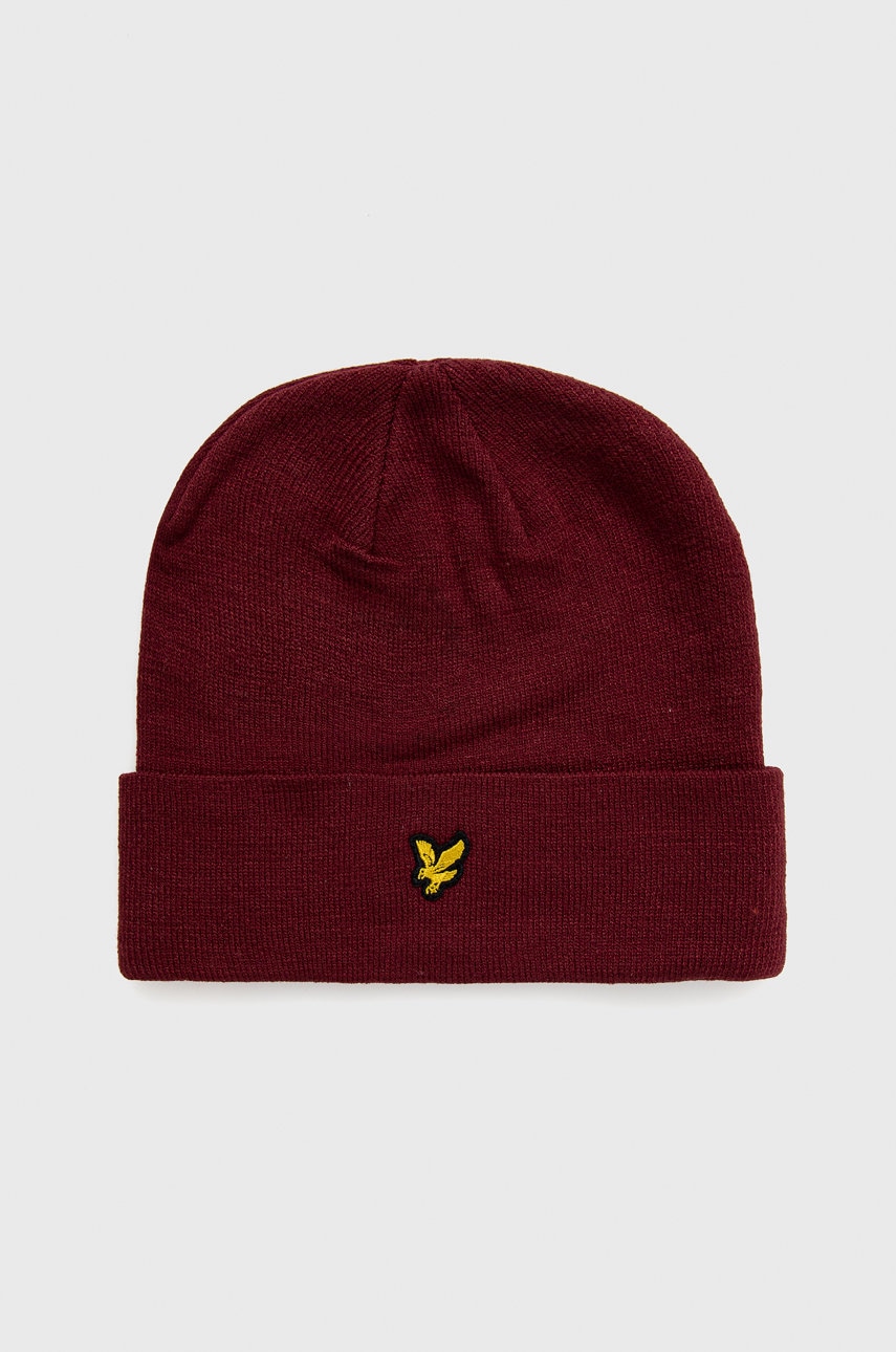 Levně Čepice Lyle & Scott vínová barva, z tenké pleteniny