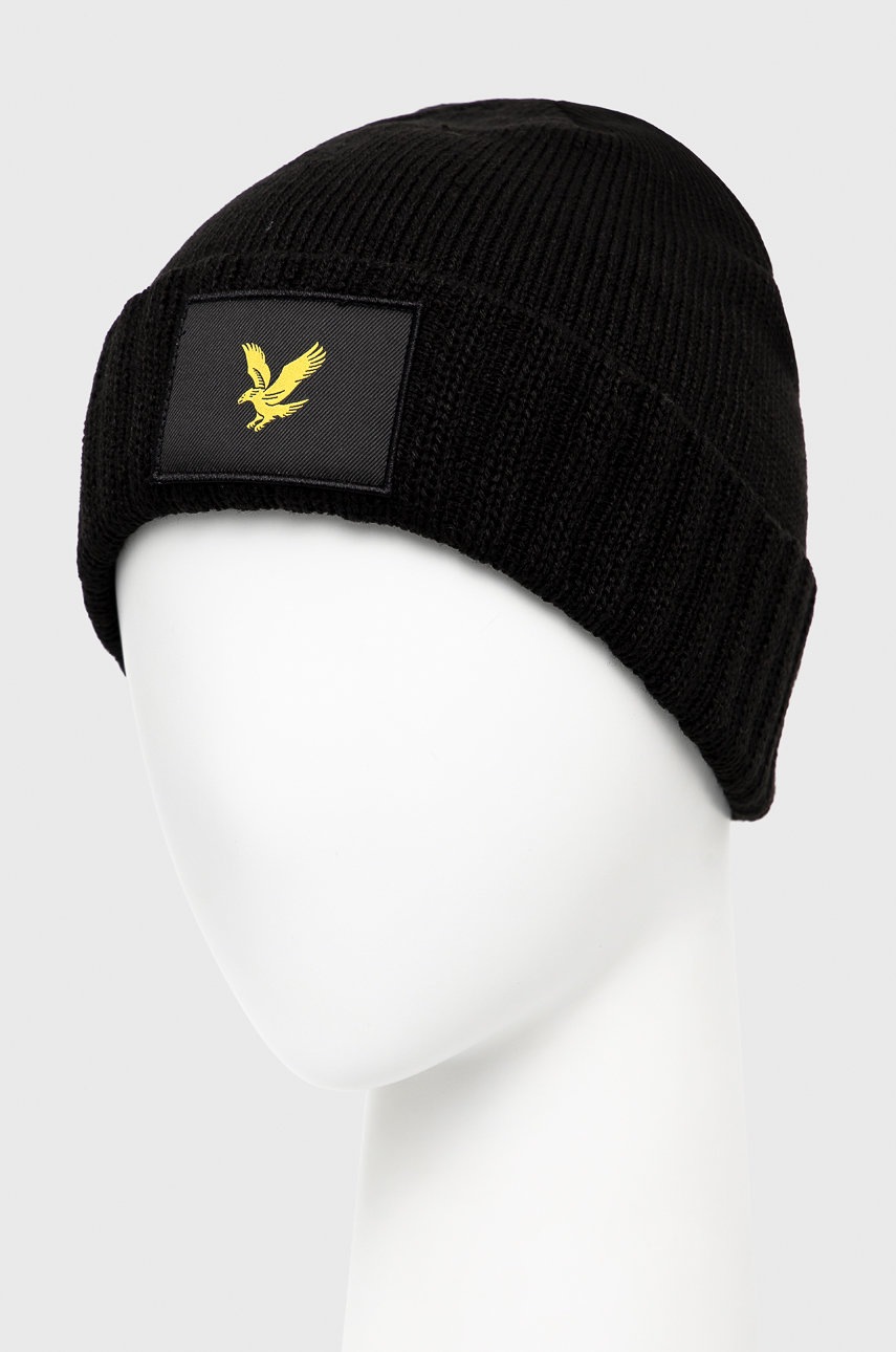 

Шапка Lyle & Scott колір чорний з тонкого трикотажу