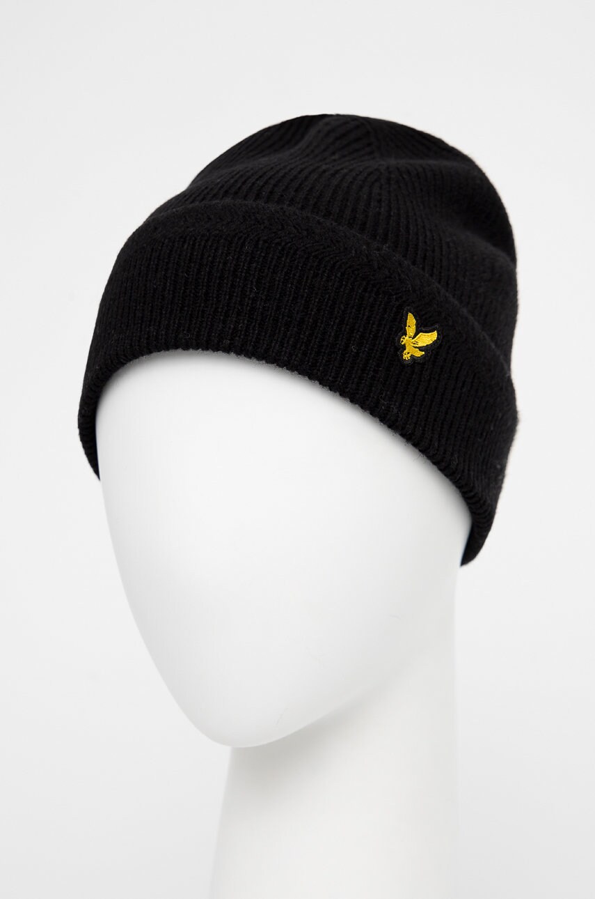 

Шапка Lyle & Scott колір чорний з тонкого трикотажу вовна