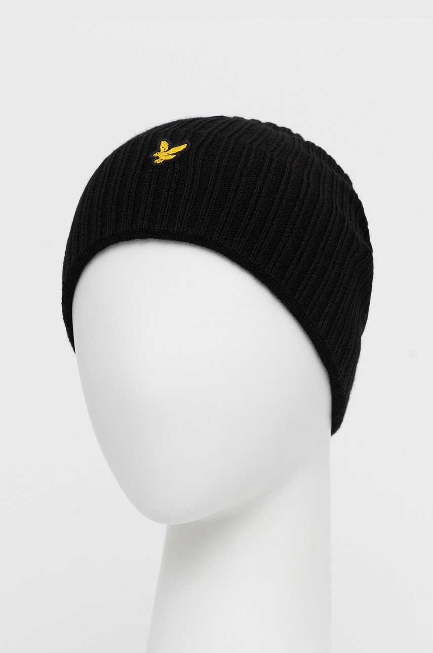 

Шапка Lyle & Scott цвет чёрный из тонкого трикотажа шерсть