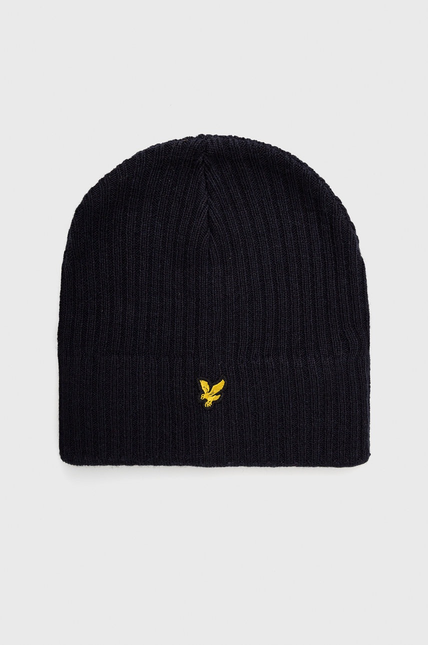 

Шапка Lyle & Scott цвет синий из тонкого трикотажа шерсть