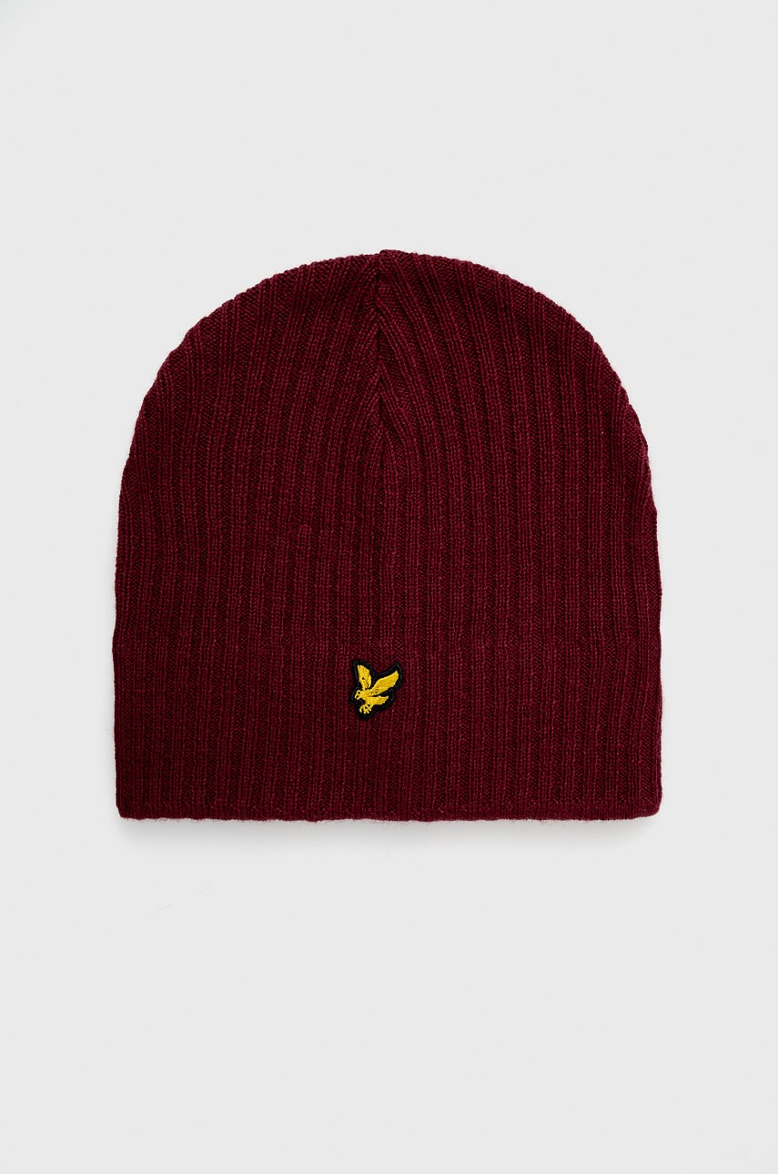 

Шапка Lyle & Scott в бордо с фина плетка от вълна