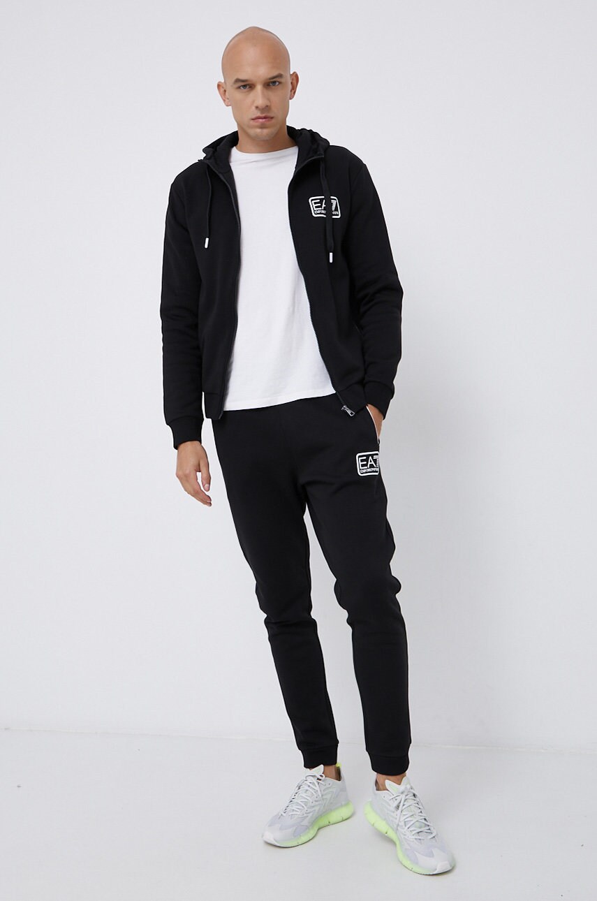 Ea7 emporio armani trening bărbați, culoarea negru