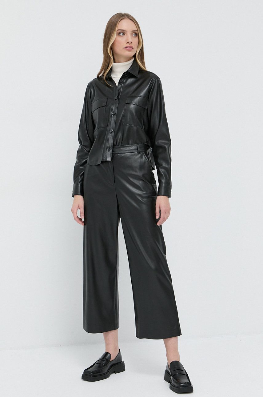 Boss Cămașă femei, culoarea negru, cu guler clasic, regular answear.ro imagine noua 2022