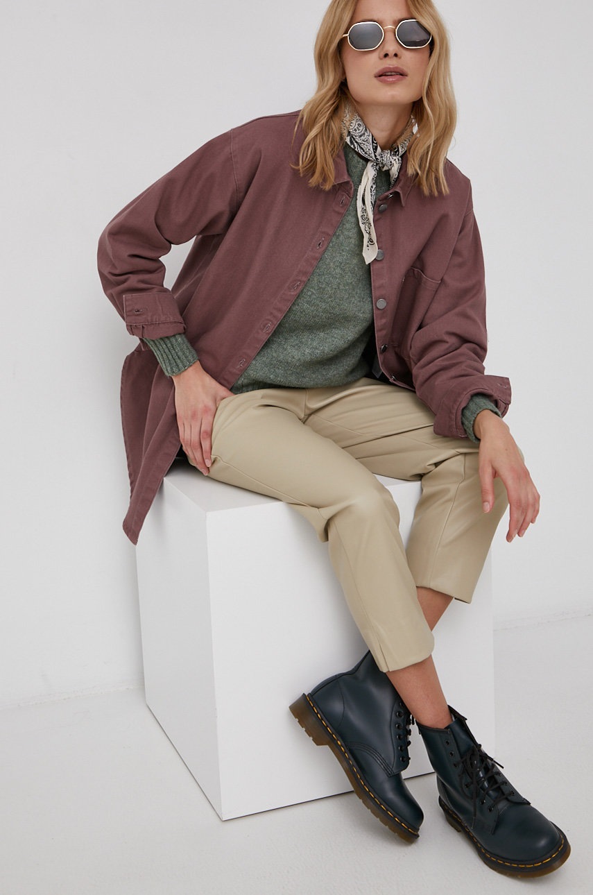 

Памучна риза JDY дамска в лилаво със свободна кройка с класическа яка, Виолетов