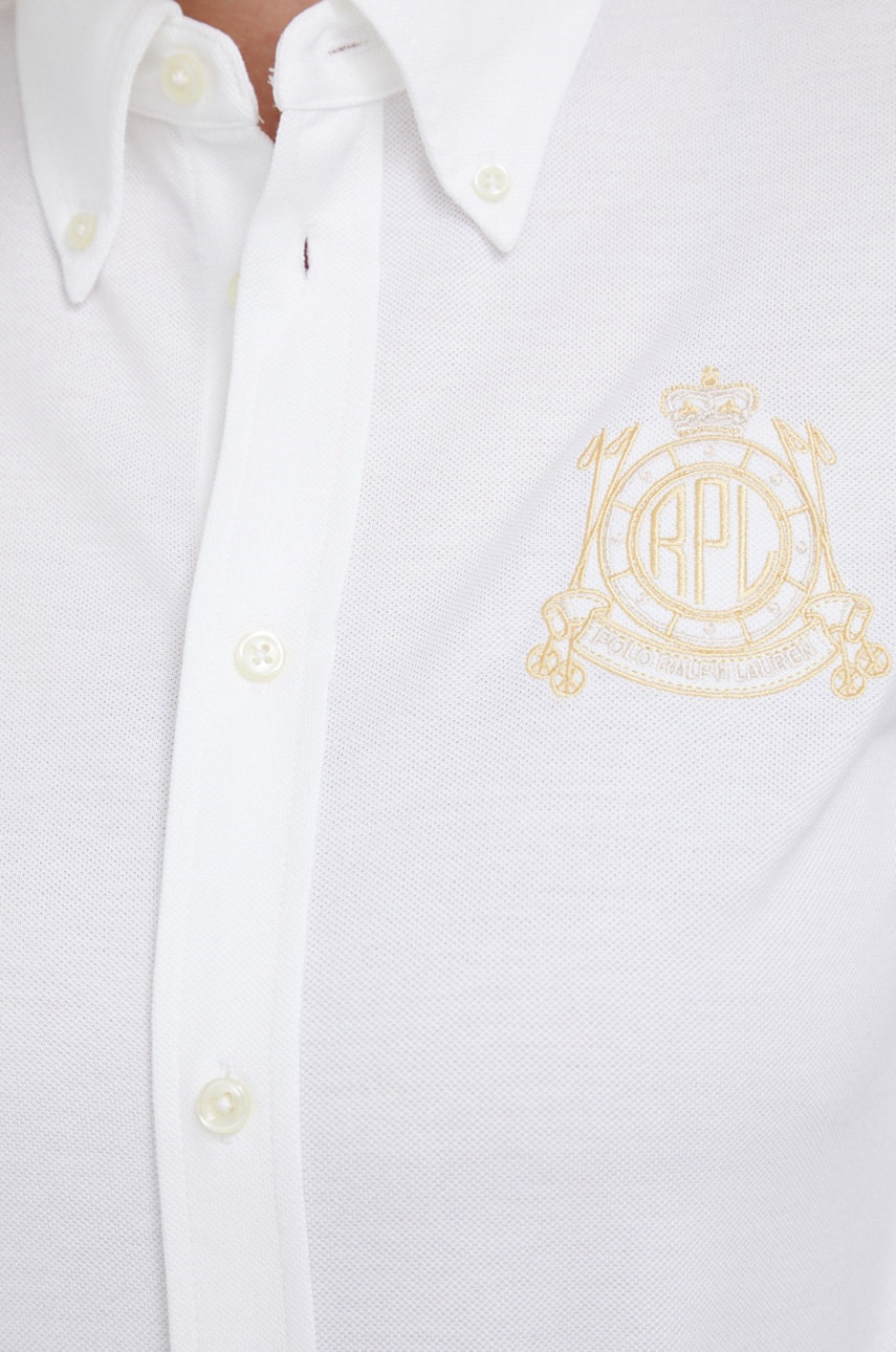 

Хлопковая рубашка Polo Ralph Lauren женская цвет белый slim классический воротник